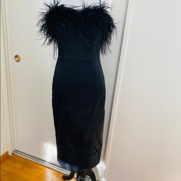 Lilya Feather Trim Satin Dress VERONICA BEARD - Picture 5 of 10